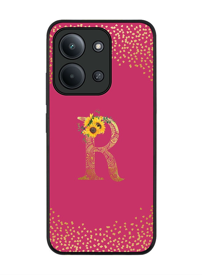 For Xiaomi Poco C85 4G Case,Slim fit Camera Protection, Shockproof Thin Phone cover  - Custom Floral Monogram - R ( Deep Pink )